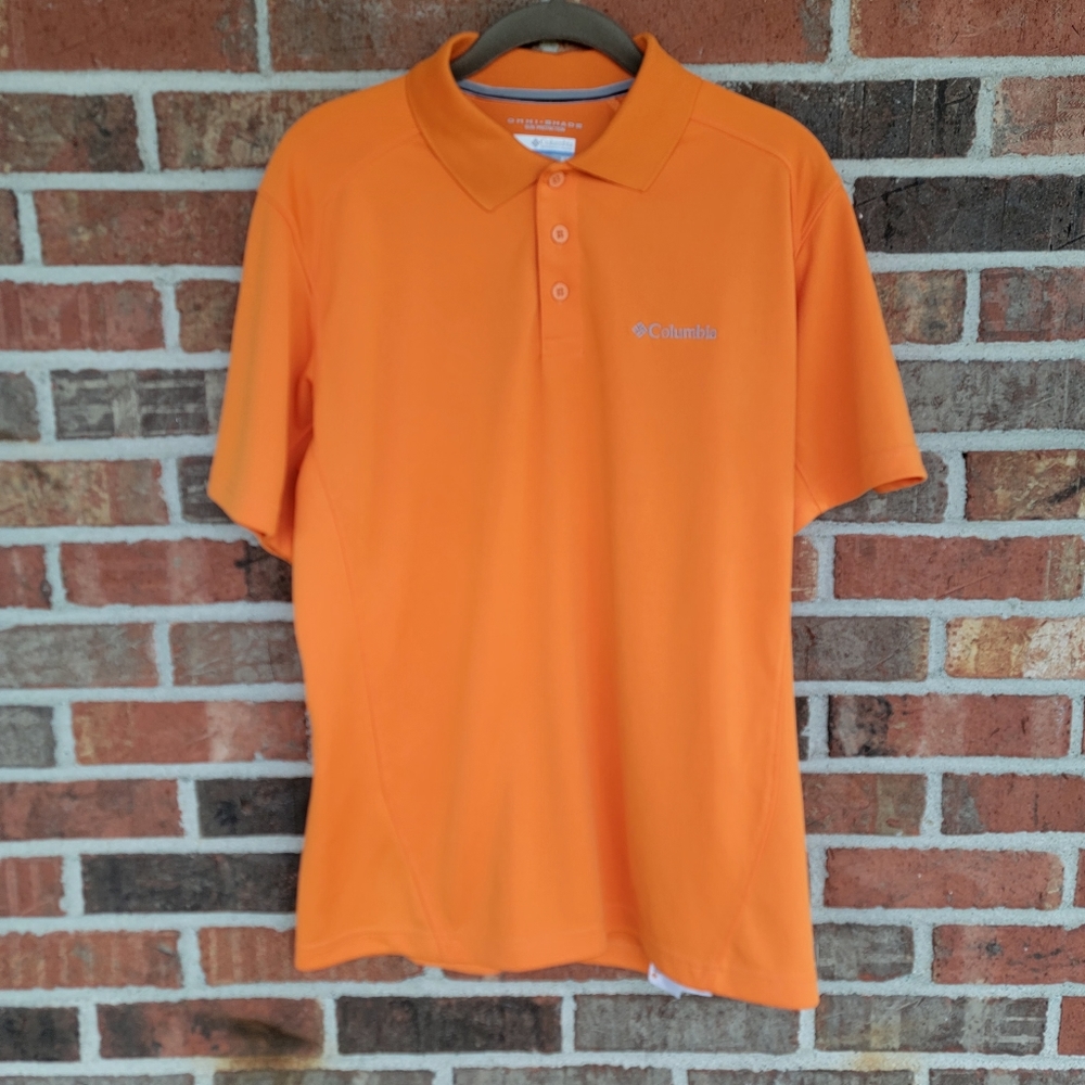 Columbia Men's Omni-Shade Sun Protection Hike Polo Shirt, Medium Orange